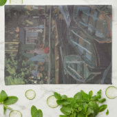 Baders bij La Grenouillère van Claude Monet Theedoek (Gevouwen)