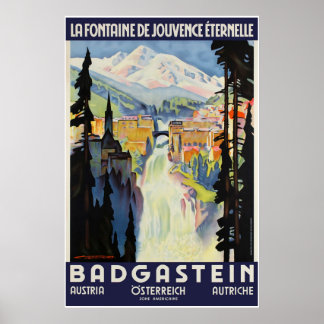 Badgastein, Autriche, affiche de ski de voyage