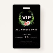 Badge 18e anniversaire noir floral VIP (Dos)