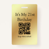 Badge 21e anniversaire, achetez-moi une photo, code qr, (Dos)