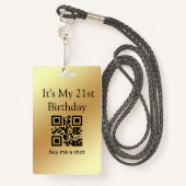 Badge 21e anniversaire, achetez-moi une photo, code qr, (Derrière avec lanière)