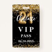 Badge 21e anniversaire black or vip party pass (Devant)