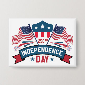 Badge 250th Independence Day USA Flags & Fireworks 