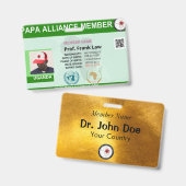 Badge 2 ans d'adhésion PAPA avec carte d'identité membre (Front & Back)