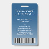 Badge 2 Code-barres latéral et votre logo Code photo emp (Back)
