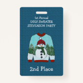 Badge 2e Place Snowman Ugly Sweater Party (Devant)