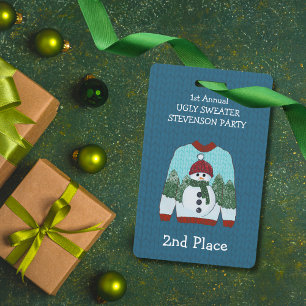 Badge 2e Place Snowman Ugly Sweater Party