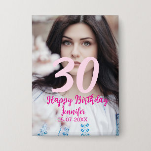 Badge 30e anniversaire ajouter nom date année photo blan
