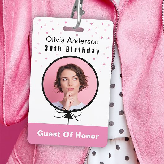 Badge 30e anniversaire Pink Photo ID Invité d'honneur