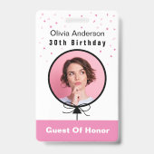Badge 30e Anniversaire Rose Photo ID Invité d'Honneur (Avant)