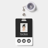 Badge 3 Logos multiples Photo de l'employé, Code à barre (Avant avec rétractable)