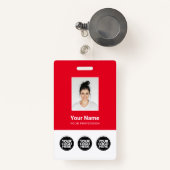 Badge 3 Logos multiples Photo de l'employé, Code à barre (Front with Retractable)