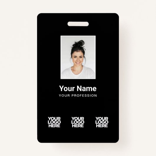 Badge 3 Logos multiples Photo de l'employé, Code à barre (Devant)