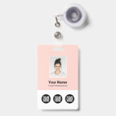 Badge 3 Logos multiples Photo de l'employé, Code à barre (Front with Retractable)