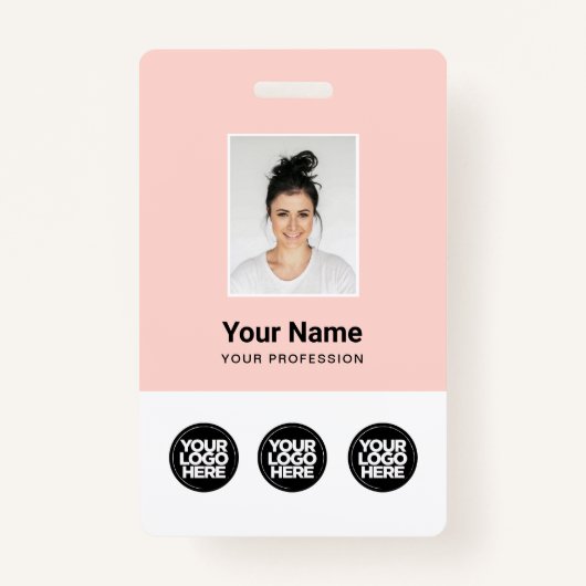 Badge 3 Logos multiples Photo de l'employé, Code à barre (Devant)