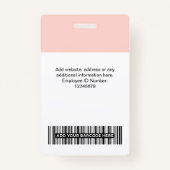 Badge 3 Logos multiples Photo de l'employé, Code à barre (Dos)