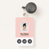 Badge 3 Logos multiples Photo de l'employé, Code à barre (Front with Retractable)