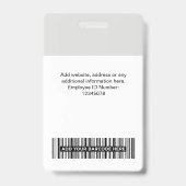 Badge 3 Logos multiples Photo de l'employé, Code barre,  (Back)