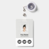 Badge 3 Logos multiples Photo de l'employé, Code-barres, (Avant avec rétractable)