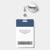 Badge 3 Logos multiples Photo d'employé, Code barre, Nom (Dos avec clip rétractable)