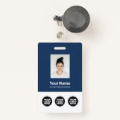 Badge 3 Logos multiples Photo d'employé, Code barre, Nom (Front with Retractable)