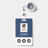 Badge 3 Logos multiples Photo d'employé, Code-barres, No (Avant avec rétractable)