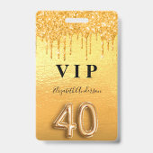 Badge 40e anniversaire paillettes dorées coulées VIP (Avant)