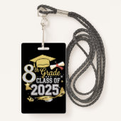 Badge 8e Classe De 2025 Graduate Graduation (Devant avec lanière)