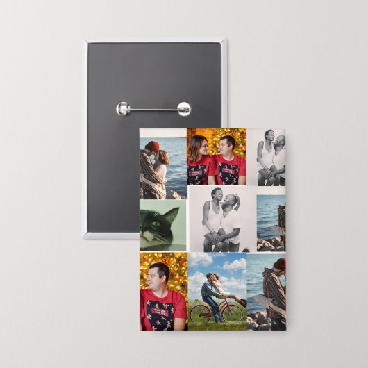 Badge 9 Photo Custom Personalized Collage (Recto/Verso)