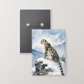 Badge A Snow Leopard on Snowy Peak (Recto/Verso)