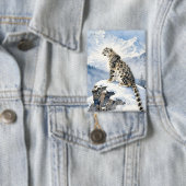 Badge A Snow Leopard on Snowy Peak (Insitu)