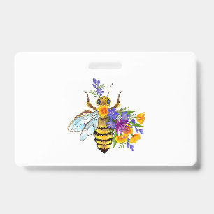 Badge Abeille à fleurs avec plantes sauvages