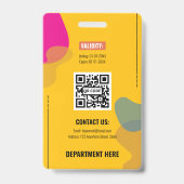 Badge Abstract Swirl Yellow Professional Name Tag ID (Back)