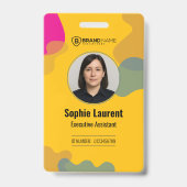 Badge Abstract Swirl Yellow Professional Name Tag ID (Front)