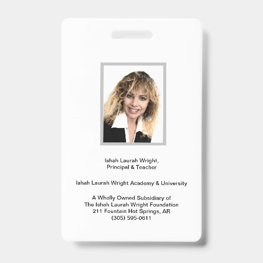 Badge Académie et université Ishah Laurah Wright (Avant)