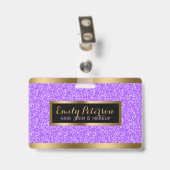 Badge Accents dorés modernes en faux paillettes de lavan (Arrière avec clip)