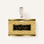 Badge Accents Gold Faux Parties scintillant Or Et Noir (Dos avec clip)