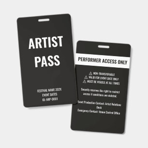 Badge Accès complet au concert d'artiste noir personnali