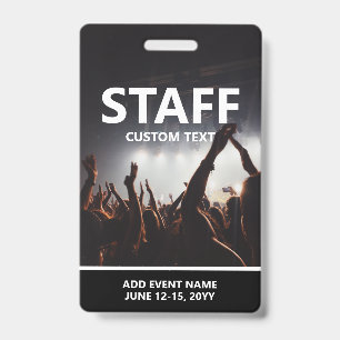 Badge Accès personnalisé au personnel pour événement de