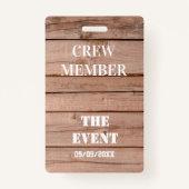 Badge Accès personnalisé unique en bois rustique (Devant)