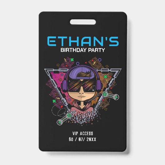 Badge Accès VIP de fête d'anniversaire (Face)