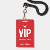 Badge Accès VIP rouge d'identification des salons VIP (Avant avec lanière)