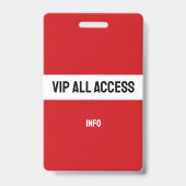 Badge Accès VIP rouge d'identification des salons VIP (Arrière)