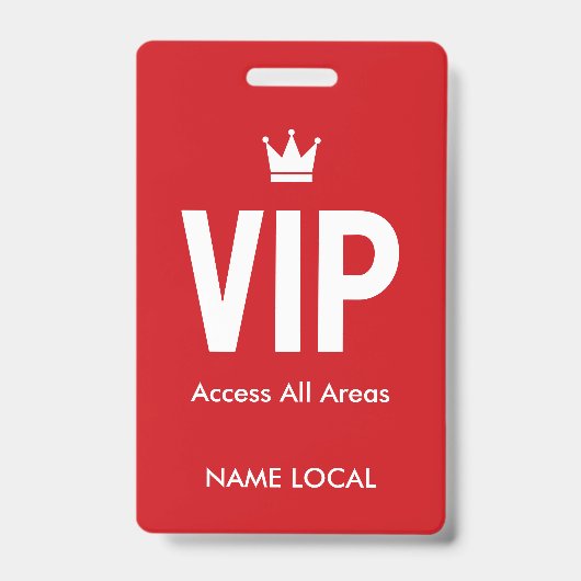 Badge Accès VIP rouge d'identification des salons VIP (Avant)