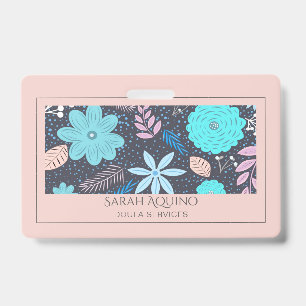 Badge Accoucheuse ou doula florale fantaisiste