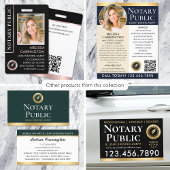 Badge Accréditation Notaire Photo publique QR Black Gold