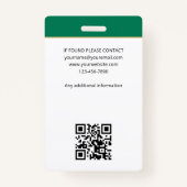 Badge Accréditation Notaire Public Photo QR Code ID Vert (Dos)