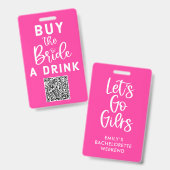 Badge Acheter un verre à la mariée Code QR Rose Enterrem (Avant & arrière)