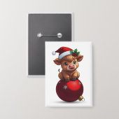Badge adorable baby highland cow sitting (Recto/Verso)