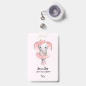 Badge Adorable Ballerina Elephant En Pointe (Face avec clip rétractable)